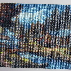 Cabin with River Scene Finished Diamond Art Item #6312025